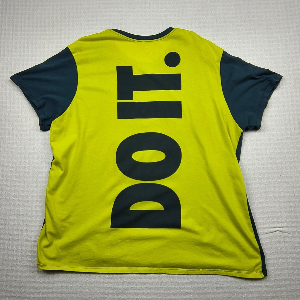 Nike The Nike Tee XXL Mens Navy Blue Neon Yellow Just Do It Graphic T-Shirt